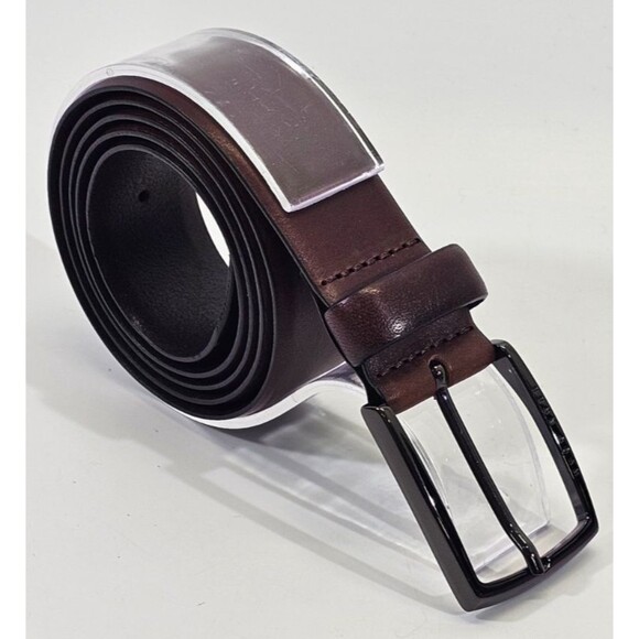 CCN Men's 38 Hugo Boss Celie Italian Leather Belt Brown Cowhide Gunmetal Buckle - Picture 1 of 10